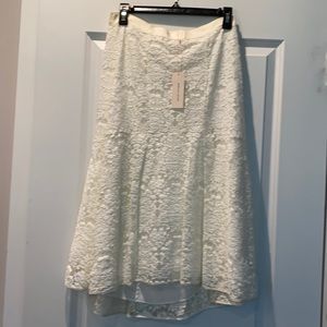 Rebecca Taylor cream color hi-lo midi skirt Size 4